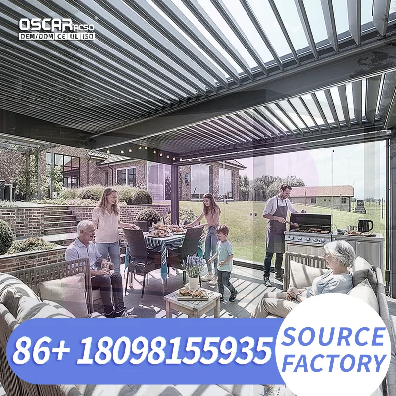 Manual & Motorized Optional Aluminum Louvered Pergola Stable Structure All Season Outdoor Pergola for Garden Patio Balcony Decor