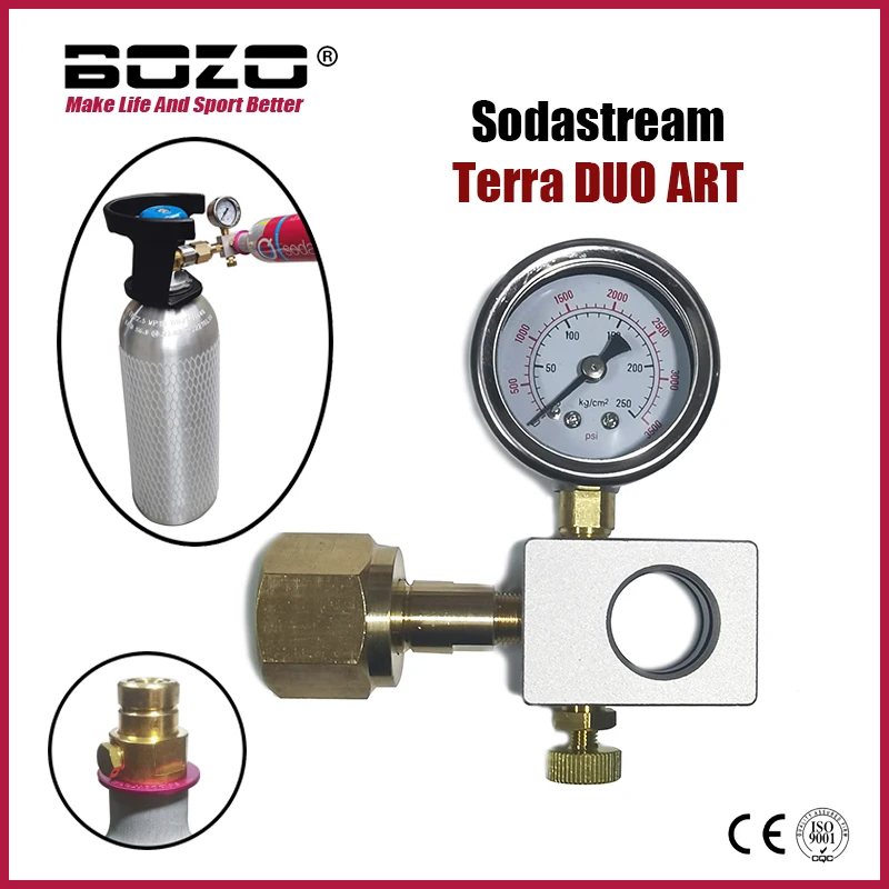 

Soda Water Terra DUO ART CO2 Cyinder Refill Fill Station Adaptor With Gauge Quick Connect Tank Bottle W21.8 G3/4 CGA320