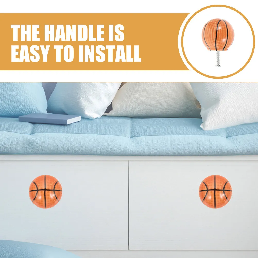 Basketball Ceramic Cabinet Door Handle Smooth Grip Sports Ball Drawer Pull Replacement Decorative Furniture Knob