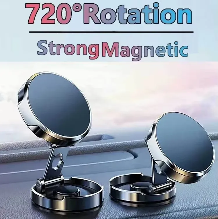 Round Folding Magnetic Car Holder 360 Degree Rotatable Mobile Phone Bracket Mount Strong Magnet Support For iPhone Samsung Stand