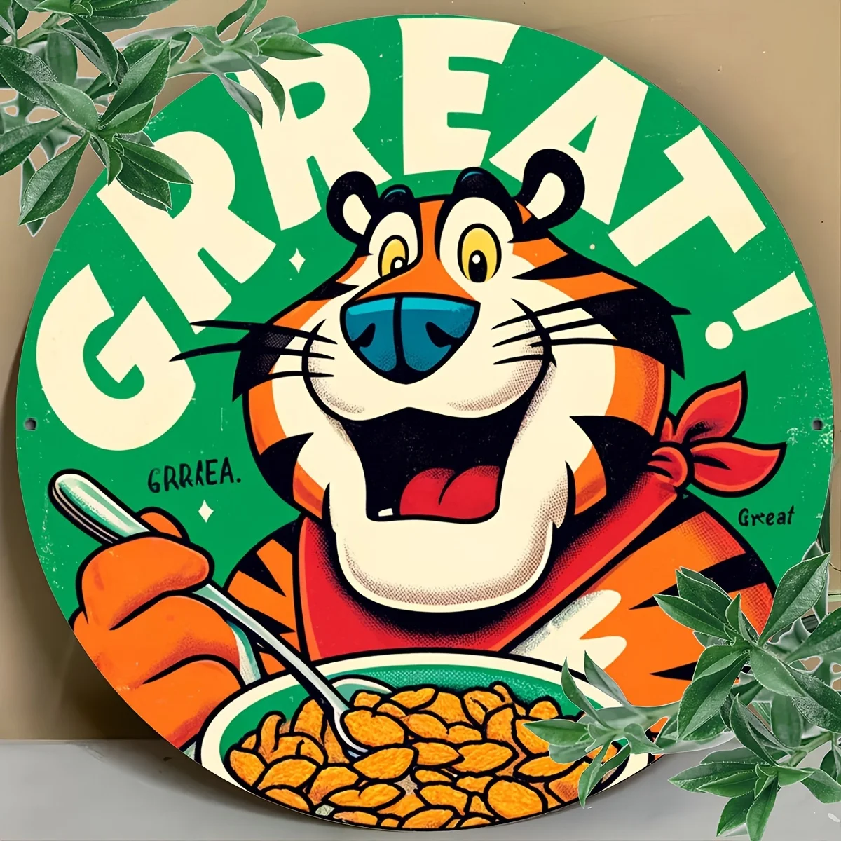 Vintage Tiger Cereal Character Aluminum Wall Art Sign - Fun Retro Decor for Home Kitchen, Dining Room, Bars, Cafes & Garages #6