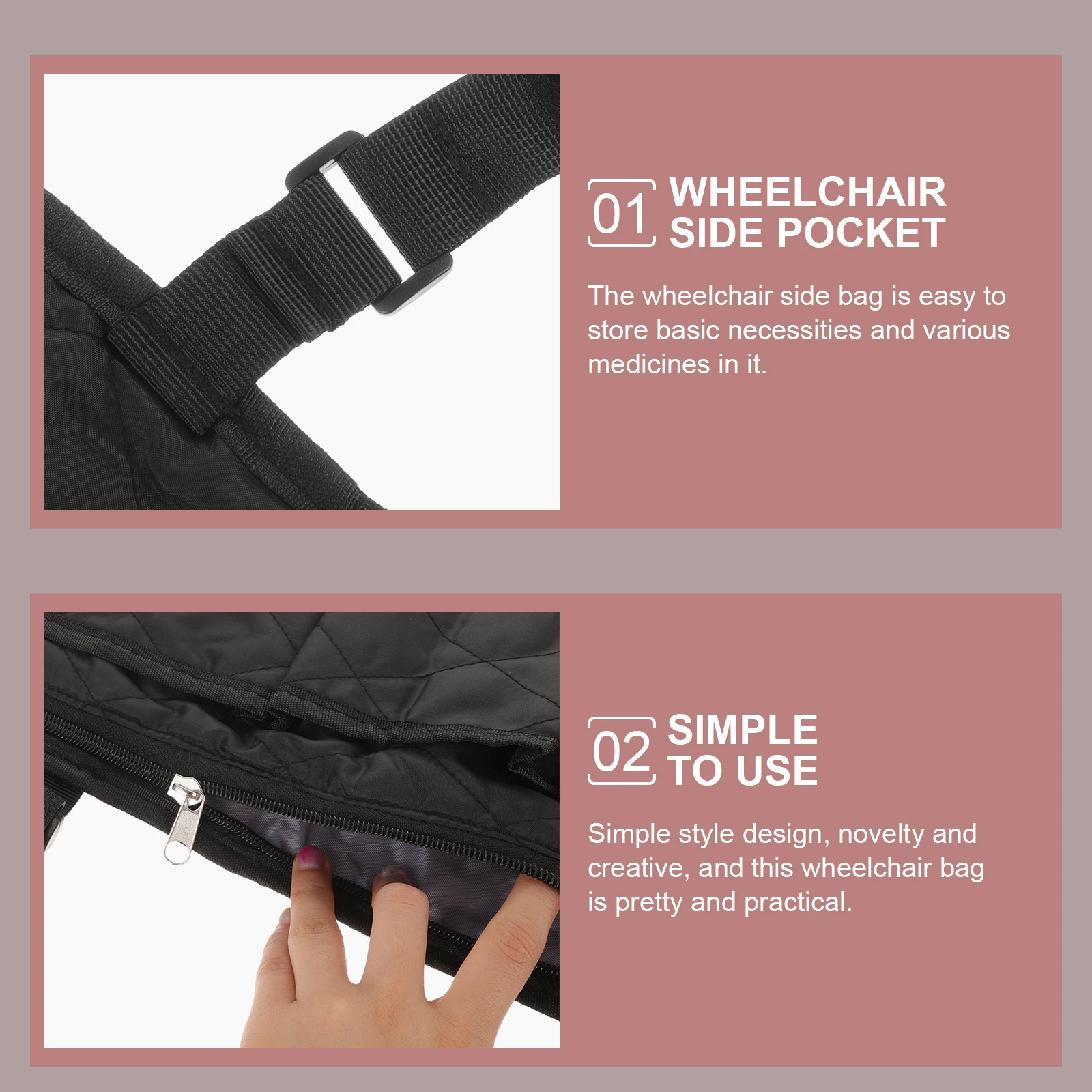 

Wheelchair Storage Bag Lightweight Durable Side ganizer Compatible Wheelchair Accessories Adults Armrest Hanging Bag