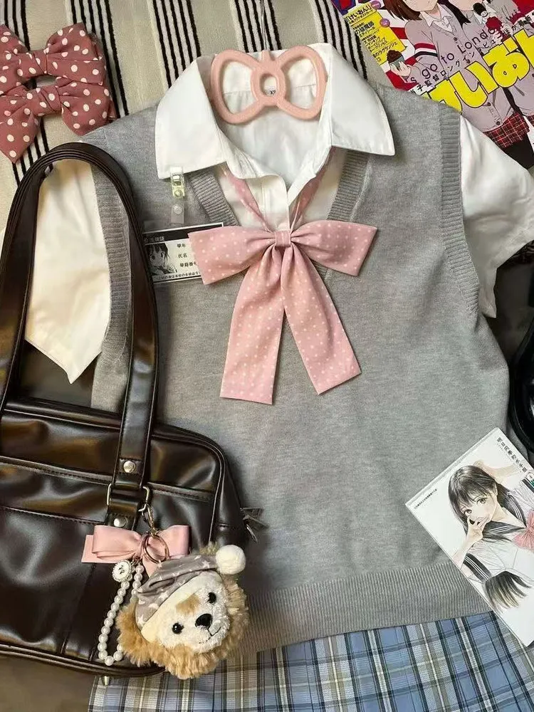 

Студенческий корейский Sle, универсальный жилет JK, топ, вязаный свитер, многослойная толстовка с капюшоном для колледжа, высокая талия, полиэстер