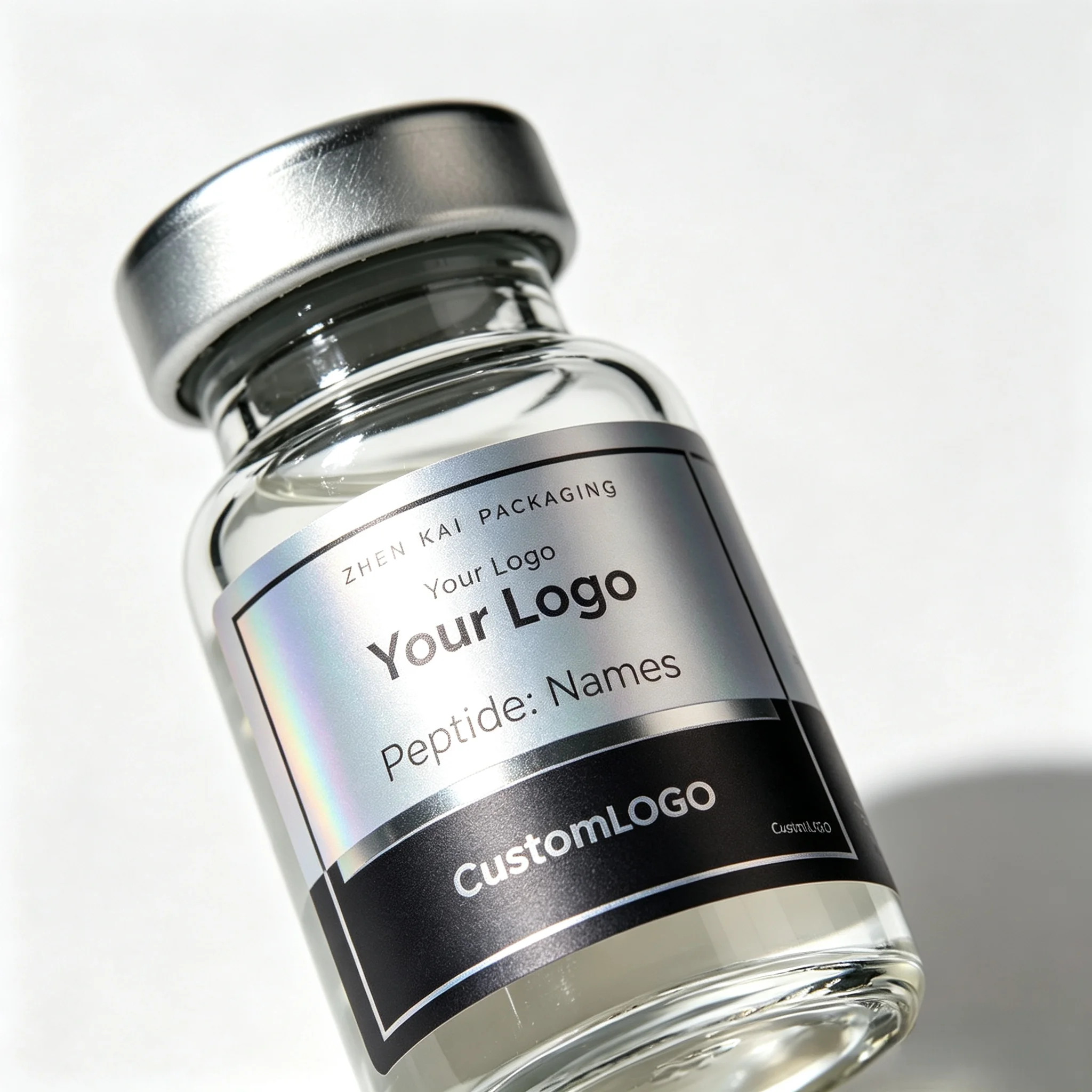 3ml 5ml 10ml Peptide Vials Custom Premium Adhesive Holographic Laser Stickers for Beauty & Fitness Sector