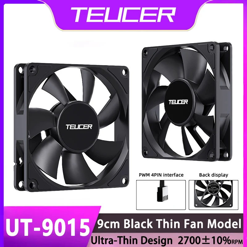 TEUCER UT-9015 92mm 12V 4Pin PWM Ultra-thin Fan 1000-2700RPM for ATX Cases and CPU Coolers PC Case Coolin