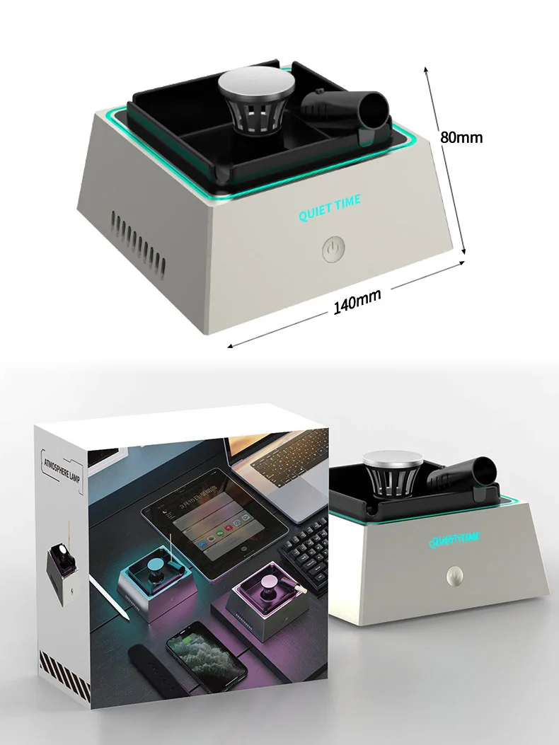 New Smoke Gas Filter Ashtray Air Purifier Ashtray Ashes Collector with Negative Ions Filter Sponge Cigarettes Burn Holder Light