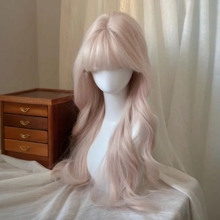

Synthetic Wig [Guaigai Rabbit] Women's Long Hair Pink Lolita Daily Long Bangs Wig Breathable Headband