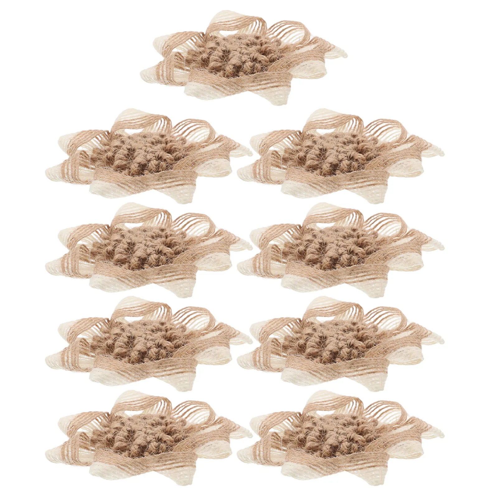 

9pcs Burlap Flowers Decoration Handmade Jute Fabric Flowers For Crafts Diy Wedding Home Decor - Artificial Flower Making