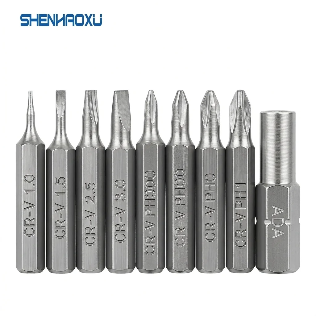 9pcs Slotted Phillips CR-V Precision Bits Set Screwdriver Drill Bit Repair Mobile Phone Camera Computer Bit PH000-1 SL1-3