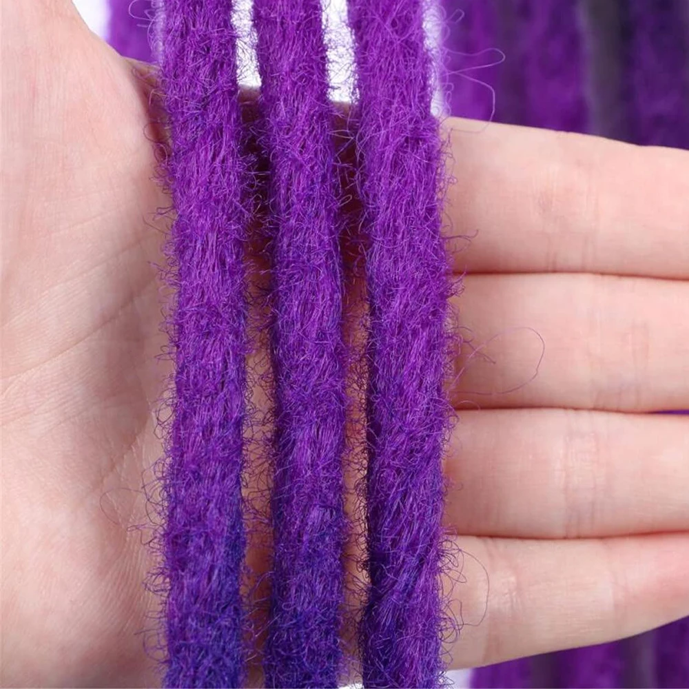22 Zoll bunte Dreadlock-Erweiterungen Ombre Schwarz & Lila & Königsblau 10 Stränge/Packung synthetische Zöpfe Reggae handgefertigte Häkelarbeit