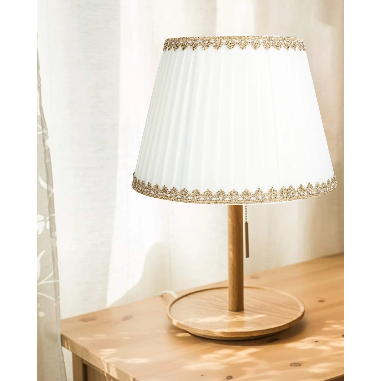 Paralume in pizzo Tessuto Lampadario in ferro Tavolo da pavimento Copertura da scrivania Elegante camera da letto calda Soggiorno Facile installazione Colore semplice