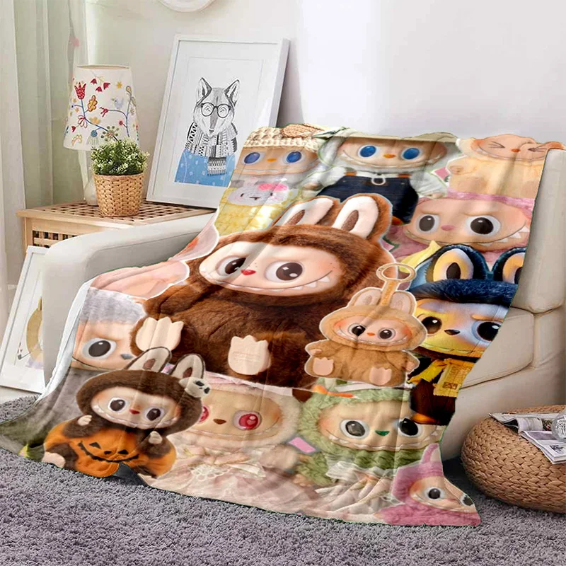 Trendy IP Nordic Forest Elf Image THE MONSTERS LABUBU Blanket Cute Cartoon Doll Sofa Cover Bed Sheet cooling blanket