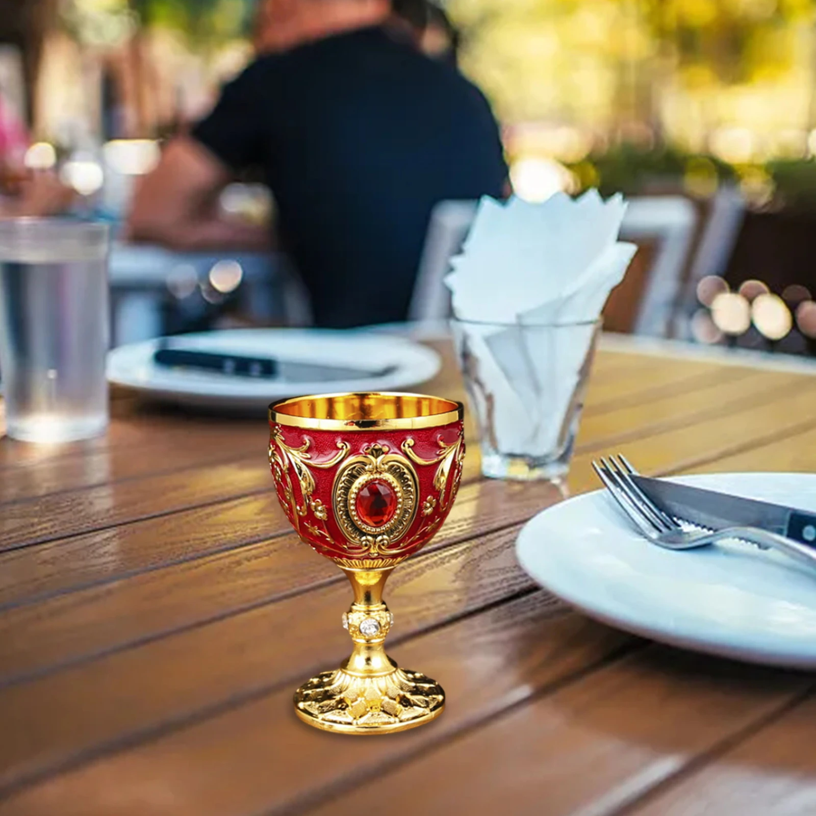 30ml Mini Goblet Vintage Metal Wine Cup Reusable Shatterproof Medieval Glasses Eid Mubarak Tableware for Eid Ramadan Party Decor