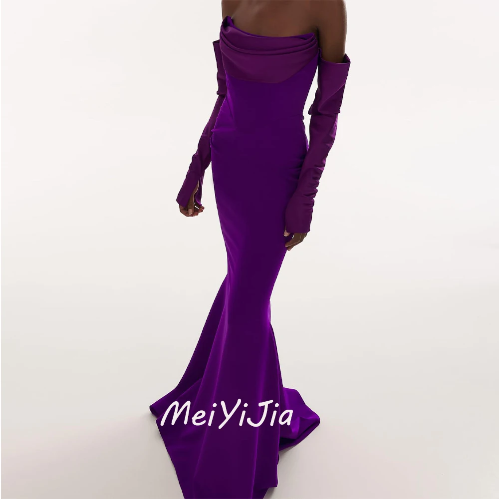 Meiyijia  Evening Dress Strapless Mermaid Ruffle Crepe Long Sleeves Saudi Arabia  Sexy Evening Birthday Club Outfits Summer 2024