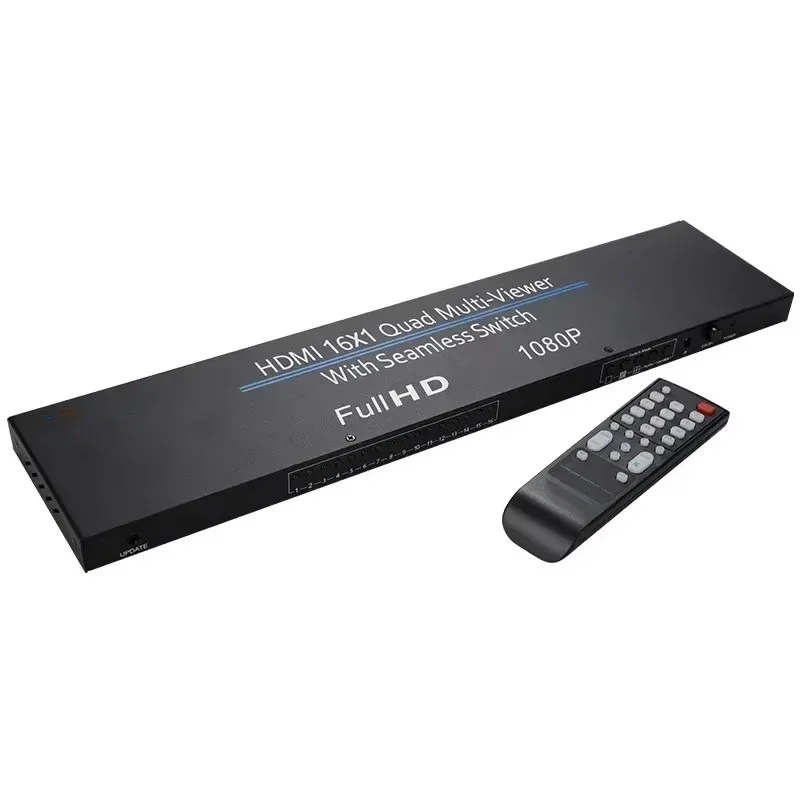 HDMI 16x1 Multiviewer 1080P Quad Screen Multi-viewer Splitter 16 in 1 Out Seamless Switch 16 Port HDMI Display on One TV Monitor