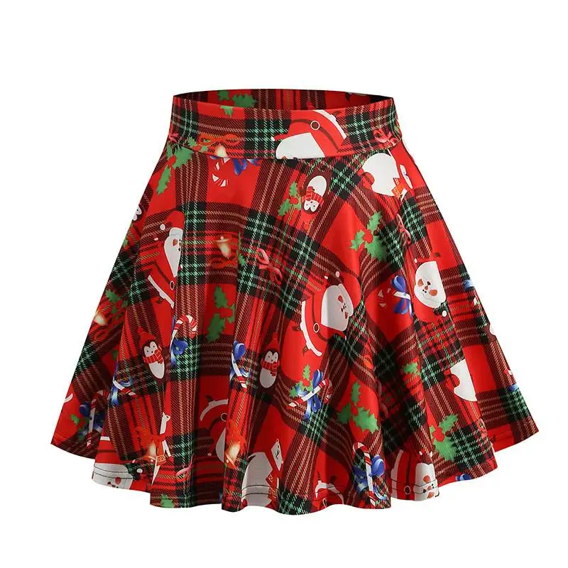 Falda a cuadros estampada para mujer, para halloween y Cisas, temporada de otoño 2024, otro material 00%, falda hasta f