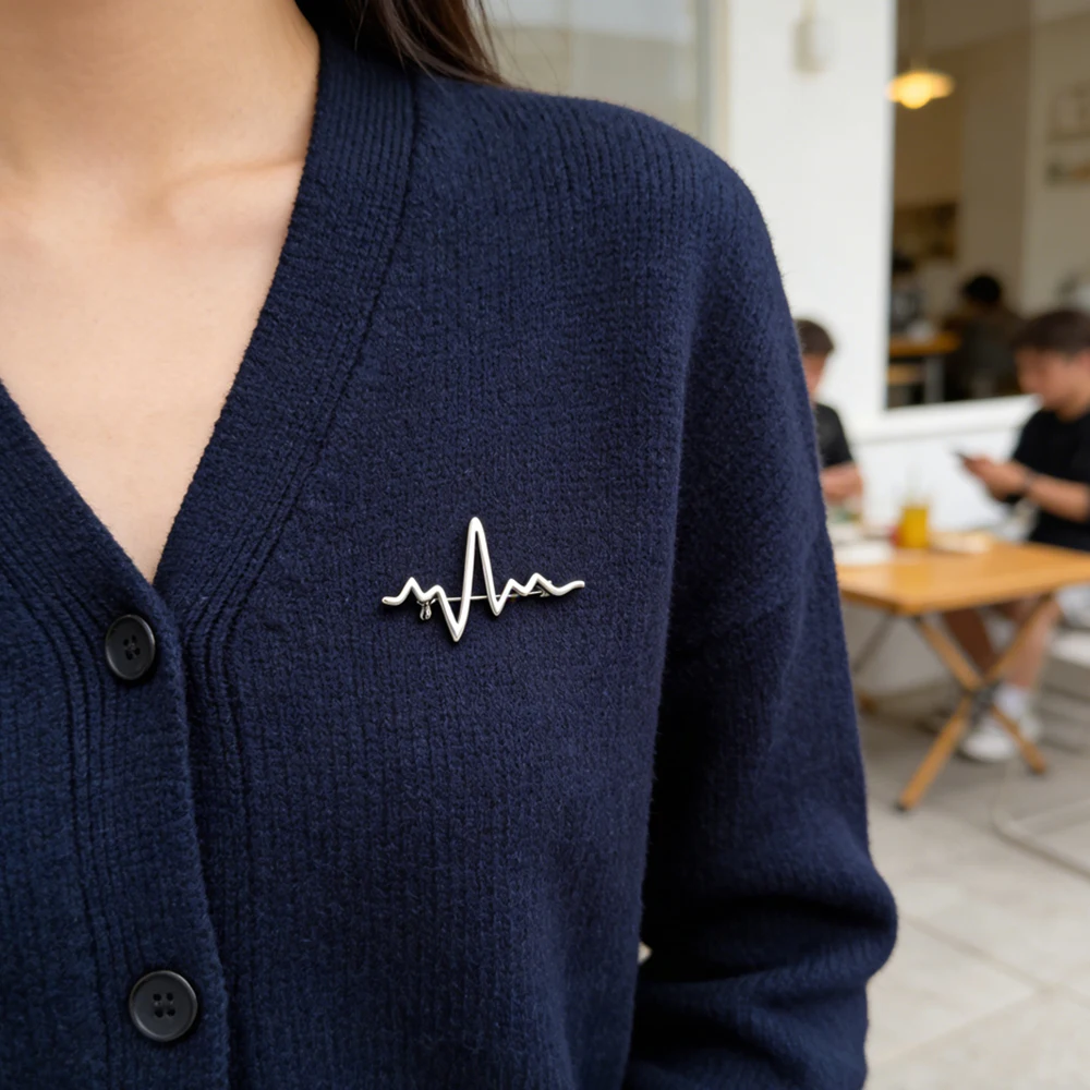 DCARZZ Minimalism Electrocardiogram Pin Medical Cardiology BroochBeauty Badge Jewelry for Women Men