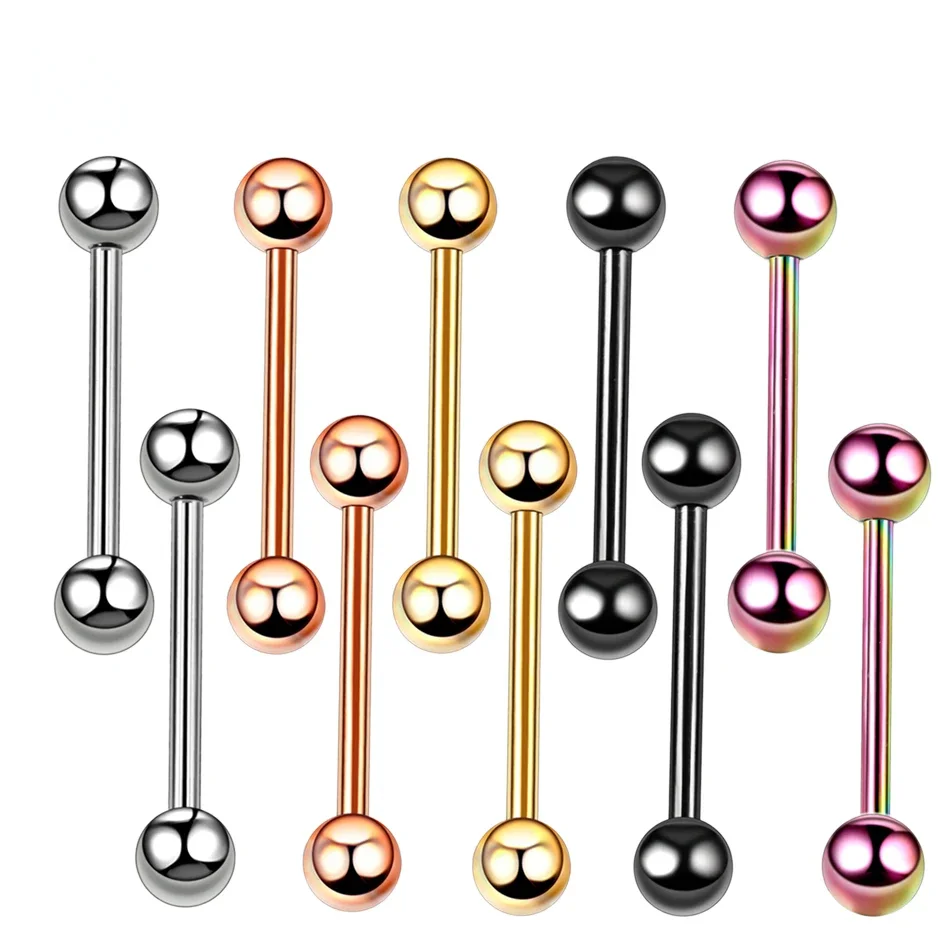 10pcs Internal thread Piercing Jewelry Titanium 16G Long Industrial Barbell Ring Tongue Nipple Barbell Cartilage Tragus Earring