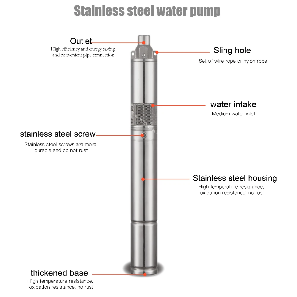 3 Inch 1200W Cast Screw Solar Pump DC 72V Water Pump With Controller Deep Well Pump Submersible Well Pump High Lift Large Flow