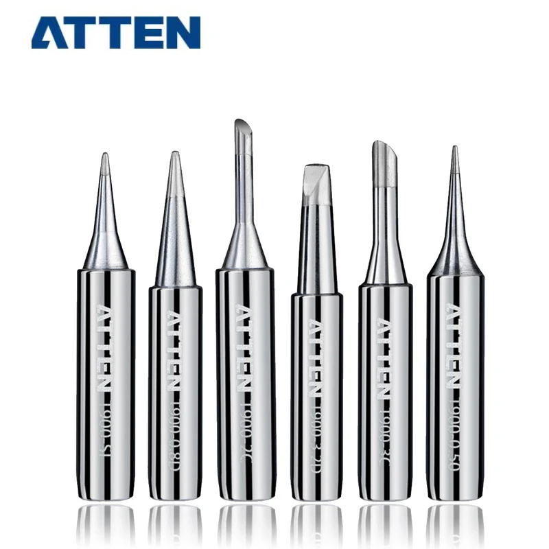 

5 Piece ATTEN High Quality Original 900M-T Series Soldering Tips 936 Soldering Iron Replacement T900-0.8D/1.2D/1.6D/2.4D/3.2D