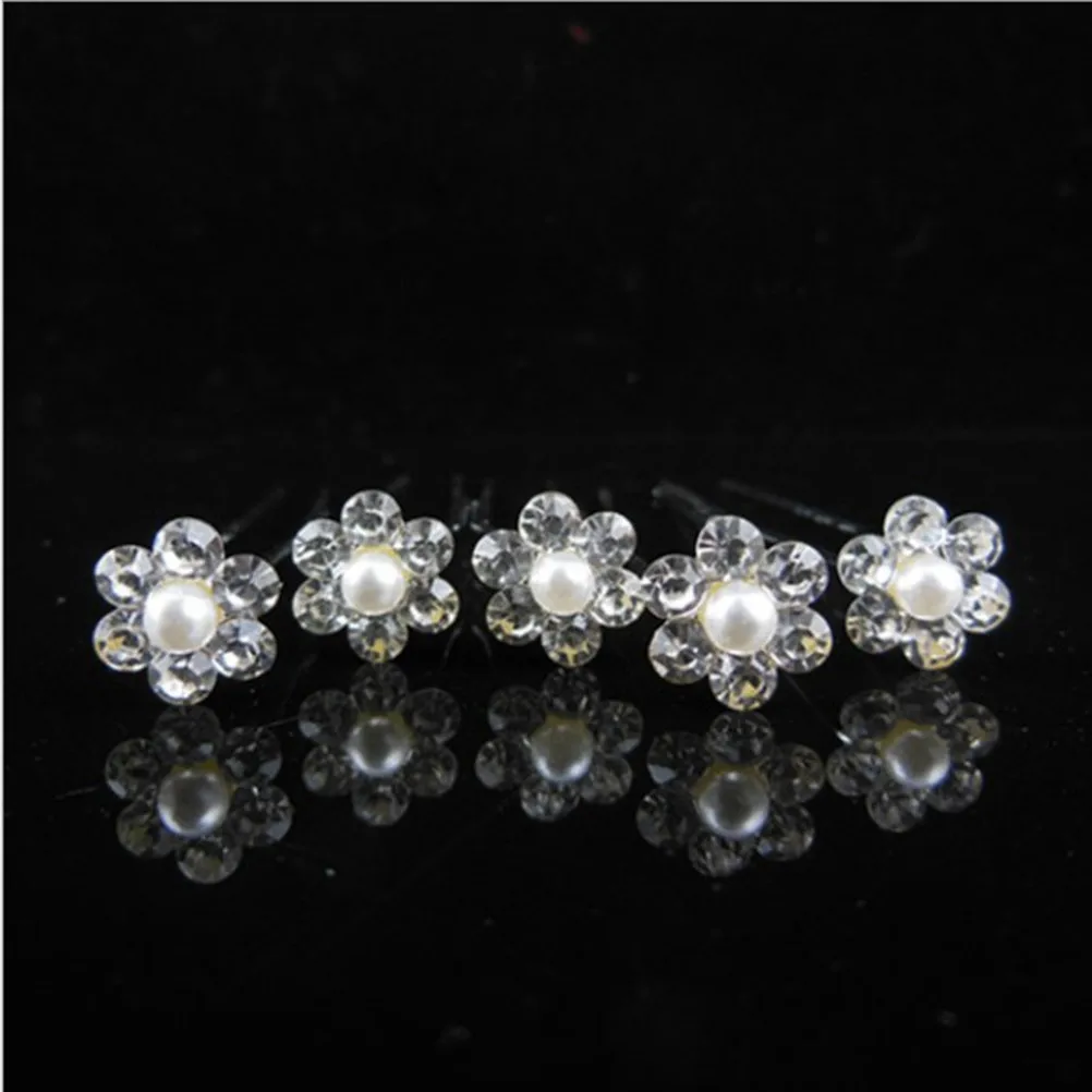 

20Pcs Pearl Rhinestone Flower Hairpins Bridal Bridesmaid Wedding Hair Accessories Updo Hair Clips Gift Earrings