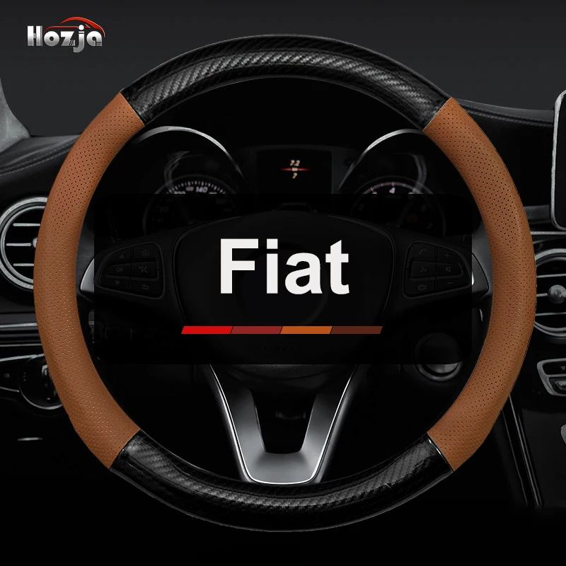 

Carbon Fibre +Leather Car Steering Wheel Cover for Fiat 500 500l 500x Ducato grande punto bravo panda Auto Accessories