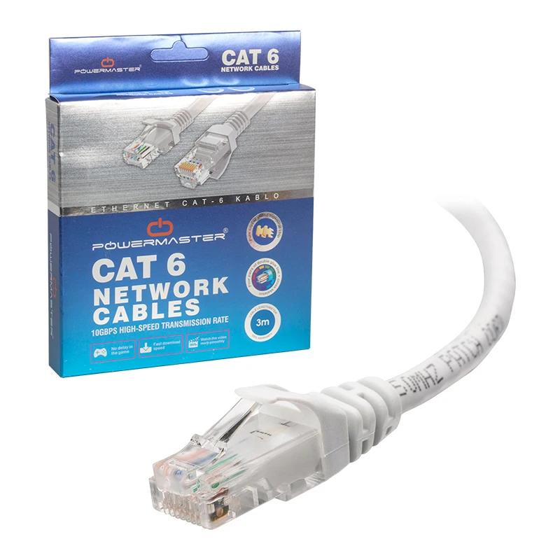 CABLE. CAT6 3 METER GRAY POWERMASTER BOXED