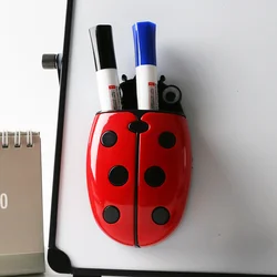 Estuche de lápices magnético Ladybug, caja de almacenamiento de borrador de tablero, borrador de doble propósito, organizador de bolígrafo, imán de refrigerador de dibujos animados