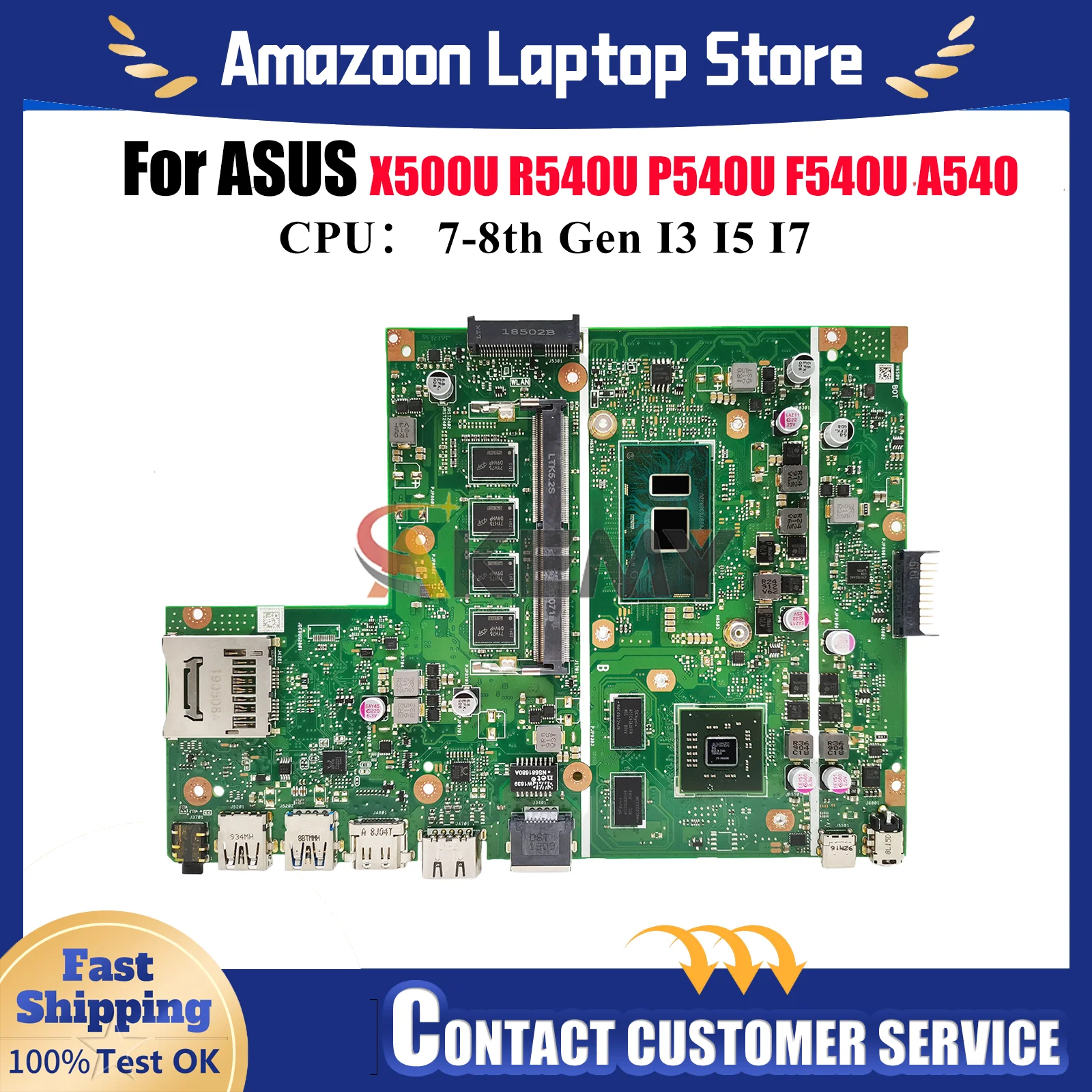

X540UP Laptop Motherboard For ASUS F540U X540U P540U K540U X540UPR A540U R540U X540UP X500U Mainboard With I3 I5 I7 CPU tests OK