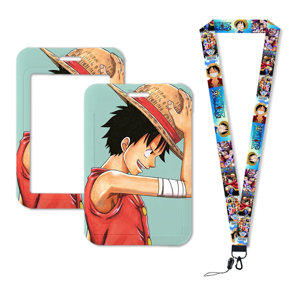 One Piece Lanyards Keychain Animated Cute Badge Holder ID Credit Card Pass Hang Rope Lanyard for Keys Accessories Gifts