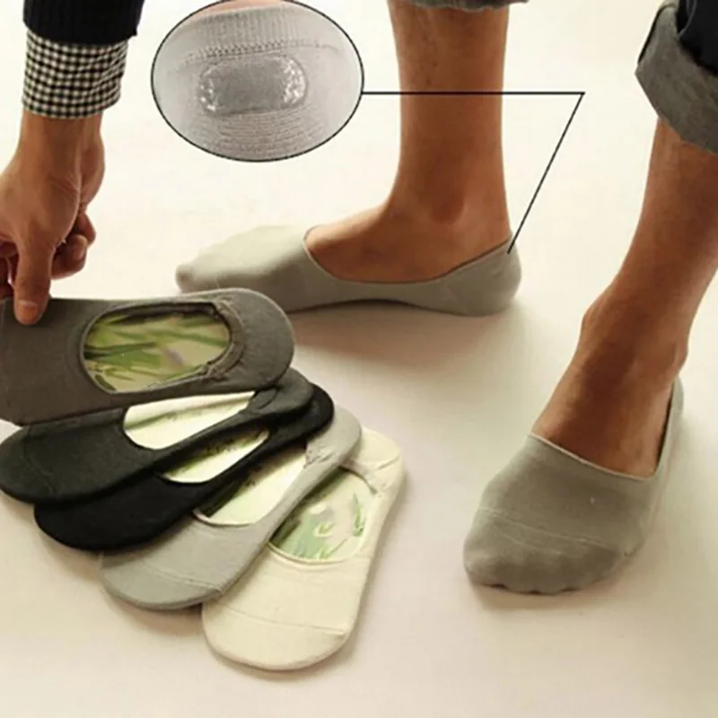 

6 пар/лот, мужские бамбуковые дышащие невидимые носки, повседневные хлопковые носки с низким вырезом, нескользящие носки высокого качества без показа