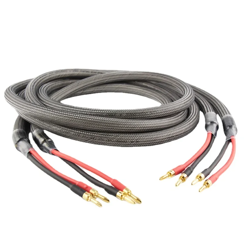 

Pair Music Wave Speaker Cable 5N OFC 10AWG HiFi Audio Amplifier Loudspeaker Wire Banana Plug