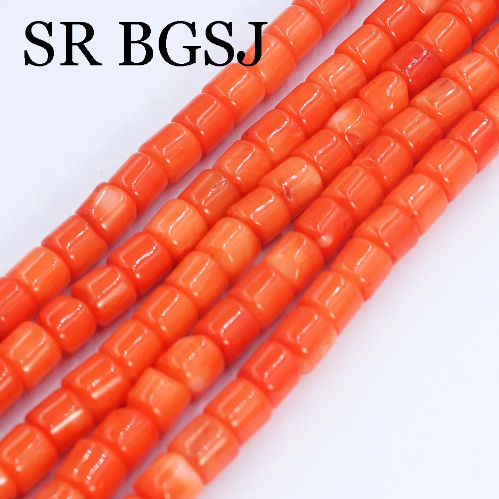 7x8mm 3A Column Orange Drum Natural Sea Bamboo Coral Jewelry DIY Accessories Wholesale Beads