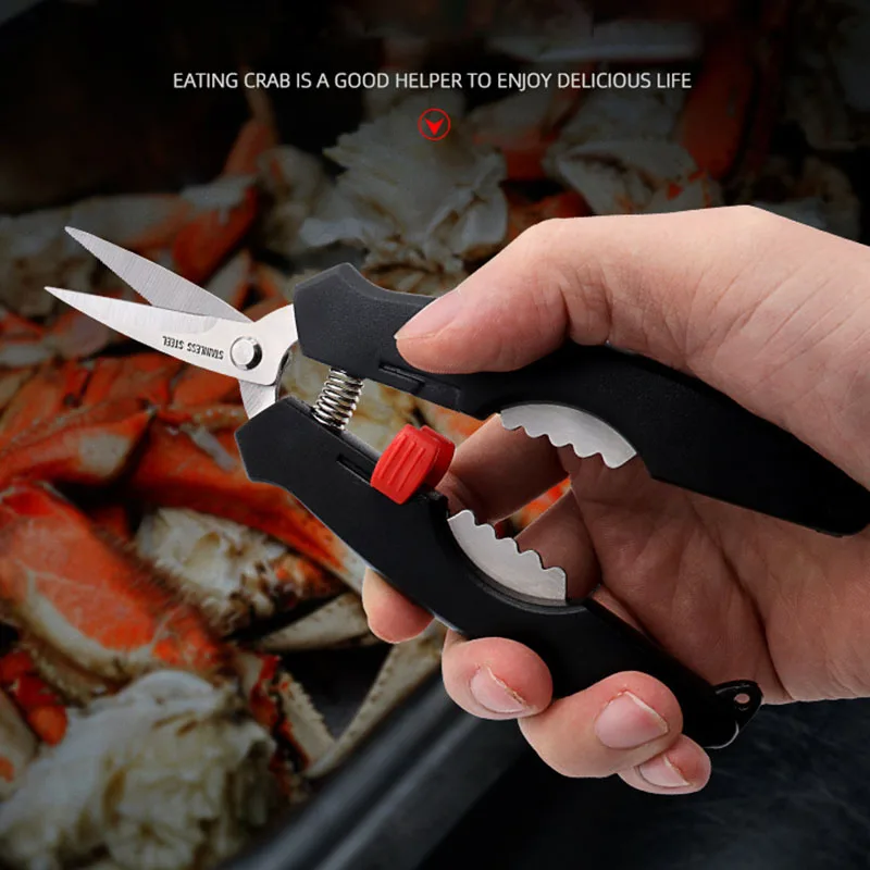 Dobeli Stainless Steel Seafood Crab Shelling Tool Multi-purpose Power Effort Saving ABS Handle Kitchen Scissors With Nutcracker