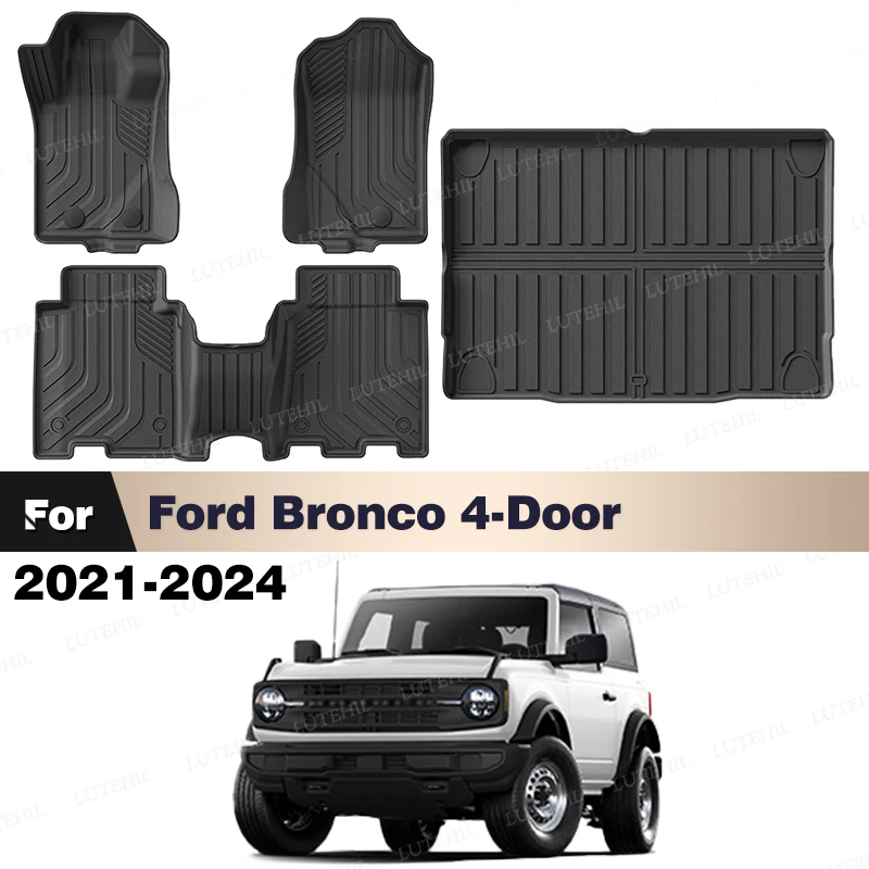 

LUTEHIL For Ford Bronco 4-Door 2021-2024 2023 2022 All-Weather TPE Floor Mat Trunk Mat Carpet Cover Auto Interior Accessories