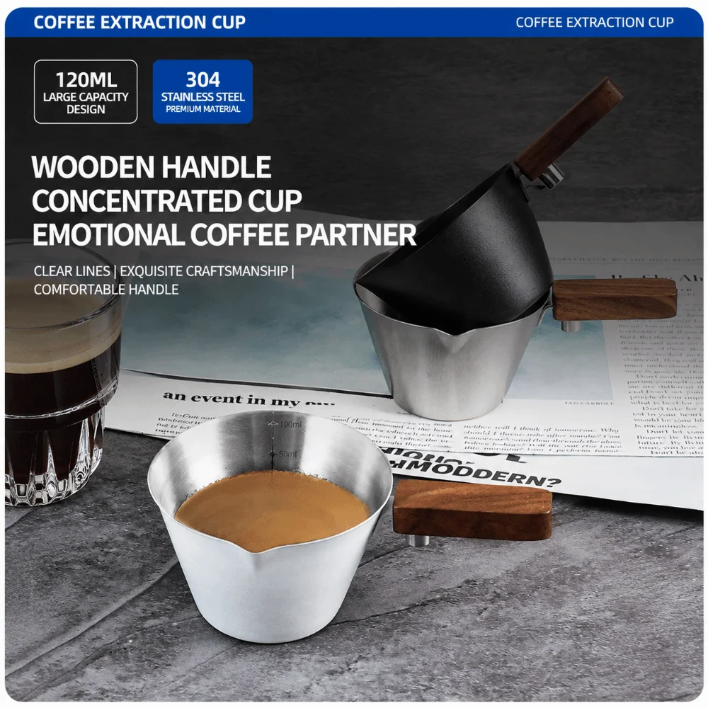 Stainless Steel Espresso Measuring Cup With Handle With Scale Espresso Shot Cup Durable High Accuracy