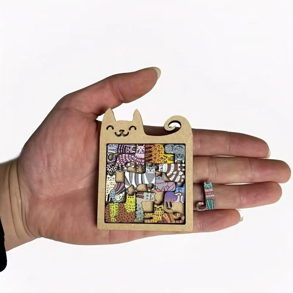 Neue unregelmäßige Katzenpuzzles, buntes hölzernes süßes Puzzlespielzeug, Lernspiel, Denkaufgabe für Kinder, Geburtstagsgeschenke
