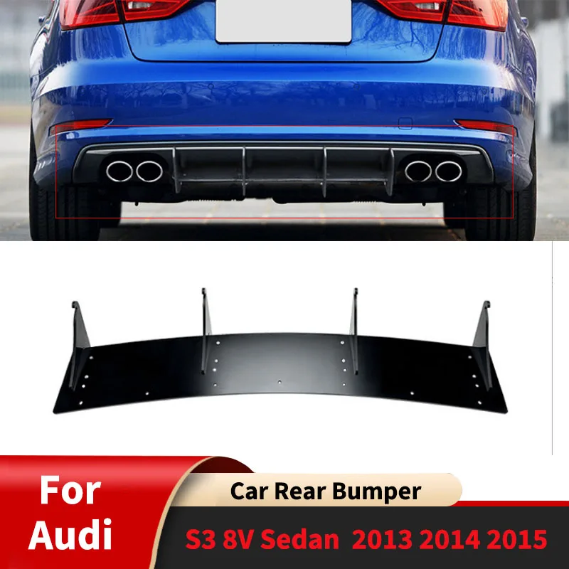 For Audi S3 8V Sedan 2013 2014 2015 Car Rear Bumper Lip Diffuser Spoiler Accessories Guard Protector Cover Parts Tuning Body Kit