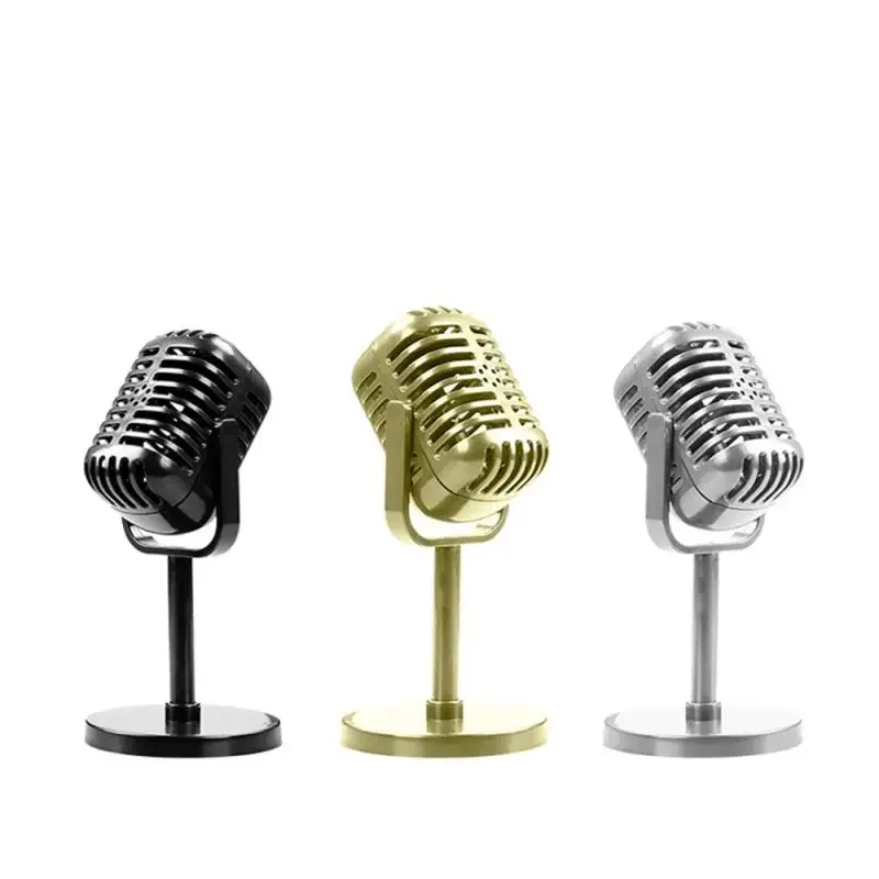 Simulation Props Mic Retro Dynamic Vocal Microphone Vintage Style Wireless Mini Mic Universal Stand Stage Performance Karaoke