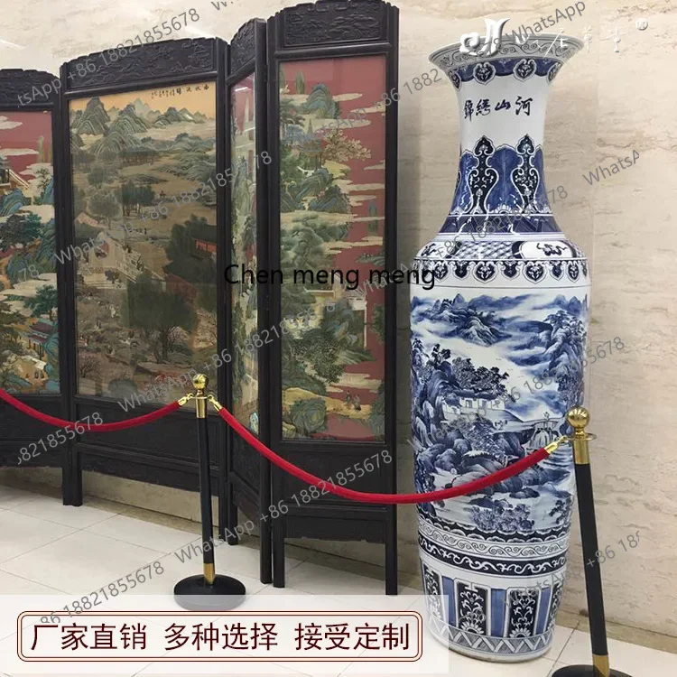 H178Large vase 1.8 meters blue and white landscape, ceramic antique pure handmade blue and white porcelain