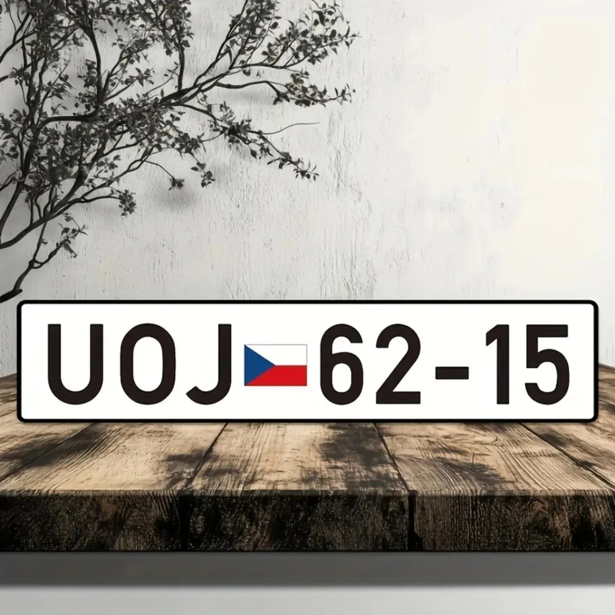 [2D Flat] Weatherproof Vintage Black White Czech Flag Aluminum Wall Plaque Customizable Personalized Text, Indoor Outdoor Hangin