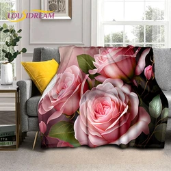 3D Rose Flowers Nordic Romantic Soft coperte, Keep Warm Throw coperta comoda per letti da Picnic divano Home Bedroom Gift