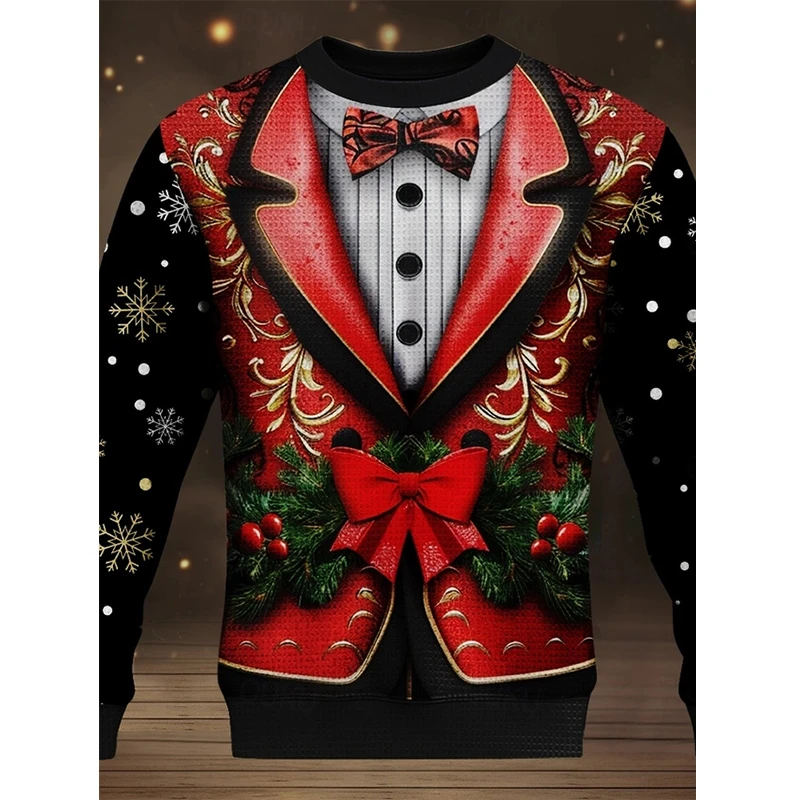 

Fashion 2025 Ugly Christmas Sweater Funny Xmas Graphic Sweatshirt Santa Claus Cosplay Pullovers Boy Crewneck Clothing Tracksuits
