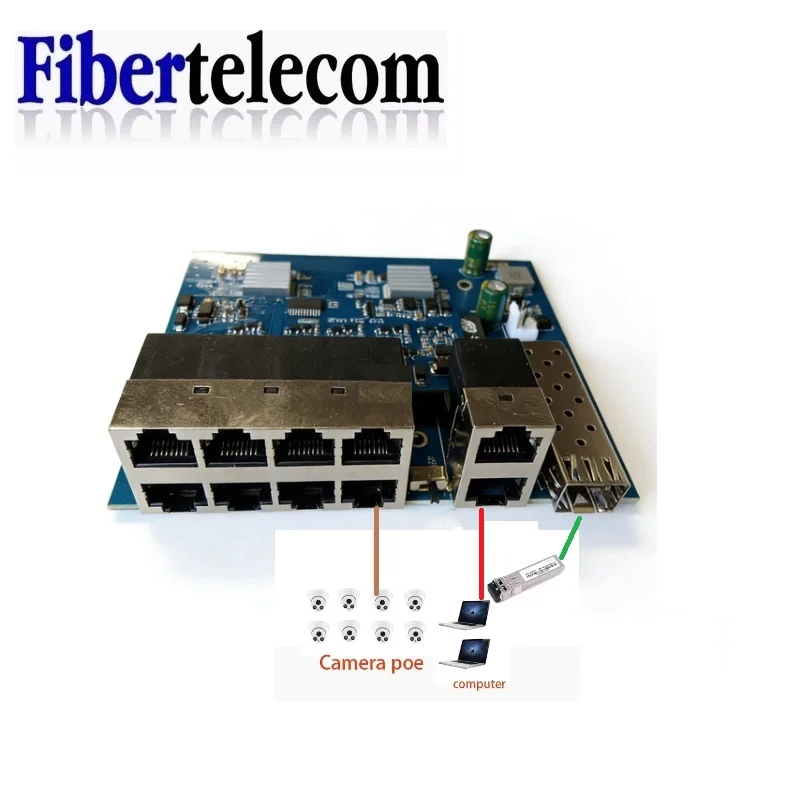 10 Port 10/100/1000M 8Port 802.3at/af Poe In/Out 48V with 2Port Uplink/NVR with 1Port SFP Industrial Switch Module