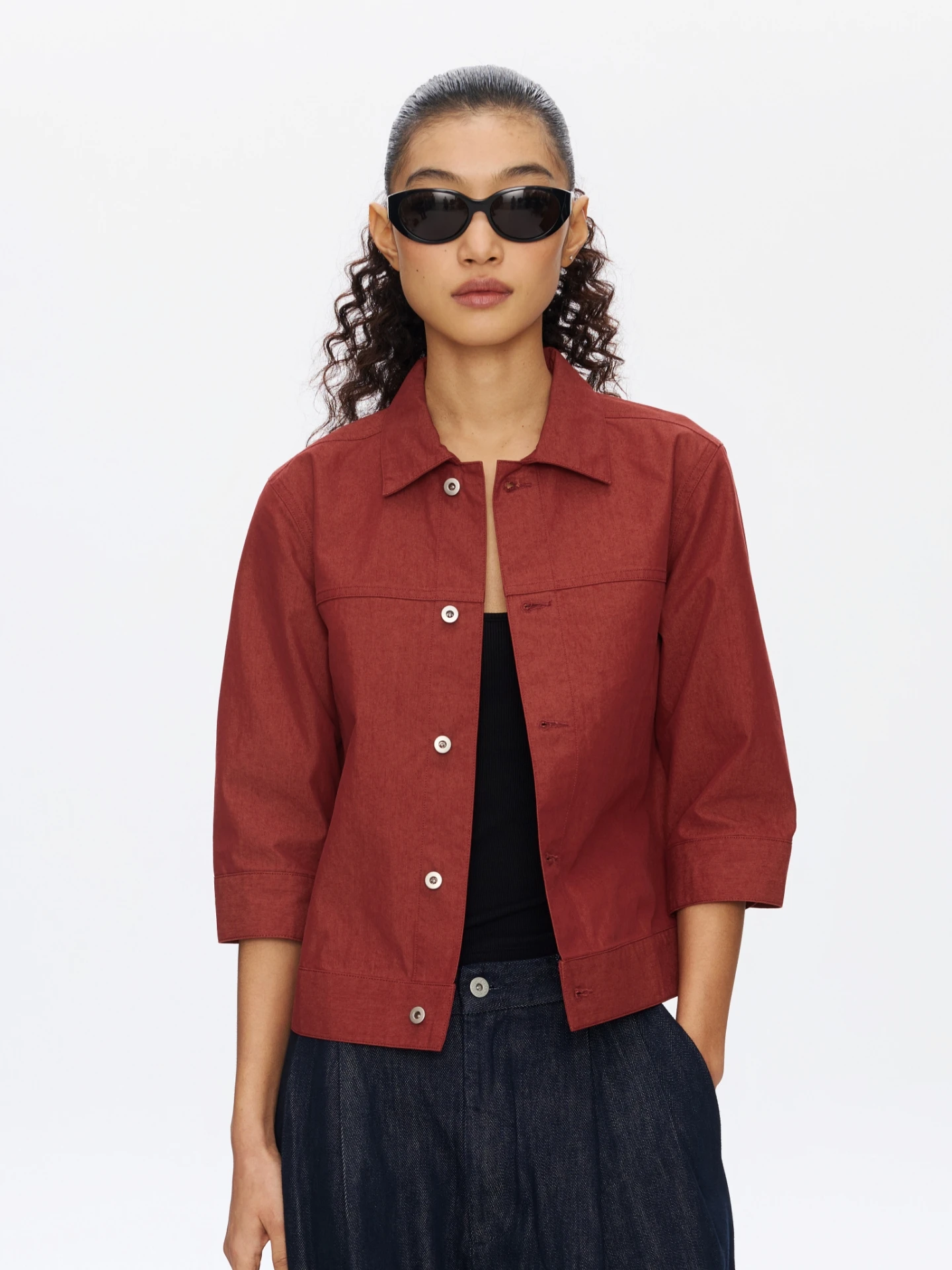 

Женская приталенная куртка Oneup в американском ретро-стиле с открытыми плечами и воротником, весенняя модная верхняя одежда