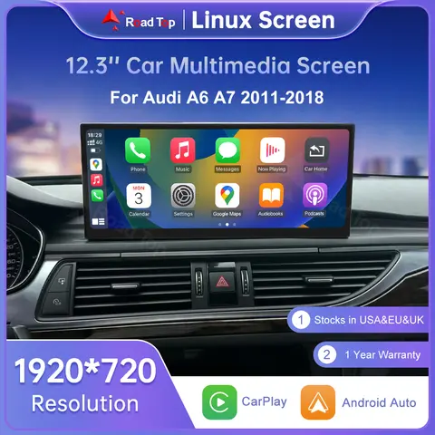 Audi A6 C6 A7 C7 2011-2018用 Road Top 12.3インチ Linuxスクリーン ワイヤレスCarPlay Android Auto Airplay対応 カーラジオプレーヤー