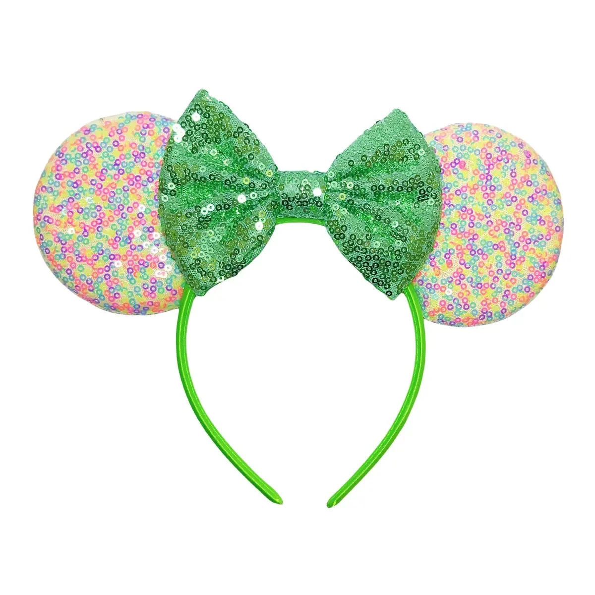 Ziming Mixed Colors Mouse Ears Headband For Girls Shinny Sequin Bow Hairband Festival Party Cosplay DIY Hair Accessories