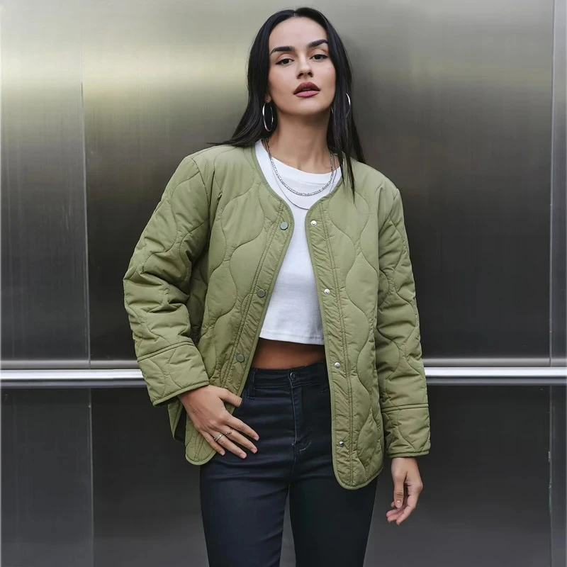 

Стеганая женская парка с длинными рукавами, утепленное пальто, теплая зимняя куртка, повседневная демисезонная куртка для женщин