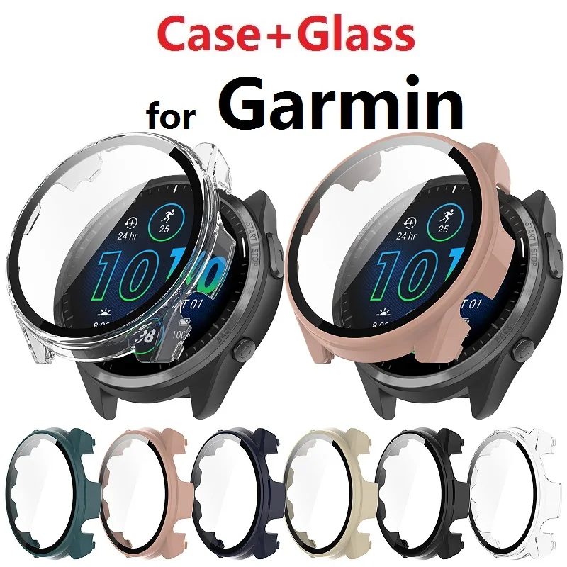 Garmin Forerunner 165 965 255 955 용 풀 커버 케이스 Garmin 165 965 255 955 케이스 용 보호 범퍼 커버 및 강화 유리