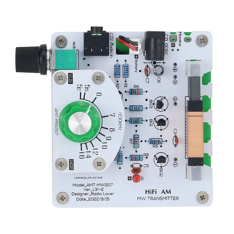 

TZT AMT-MW207 радиопередатчик средней волны, высокоточный AM радиопередатчик, печатная плата «сделай сам» 525 ~ 1605 кГц 6 в